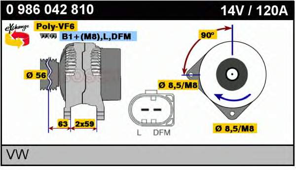 0 986 042 810 Bosch alternador