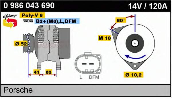 Alternador 0986043690 Bosch