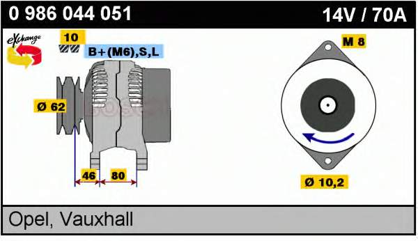 Alternador 0986044051 Bosch