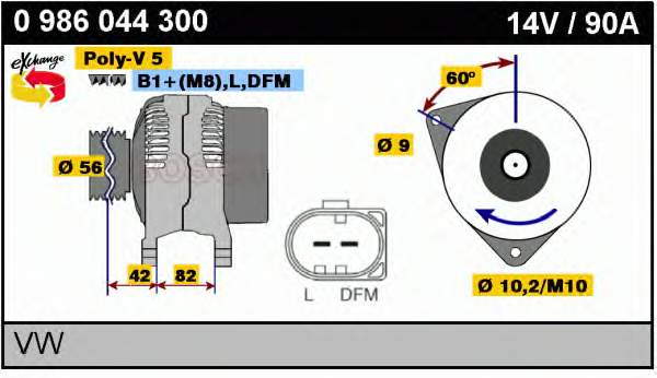 0986044300 Bosch Alternador de coche