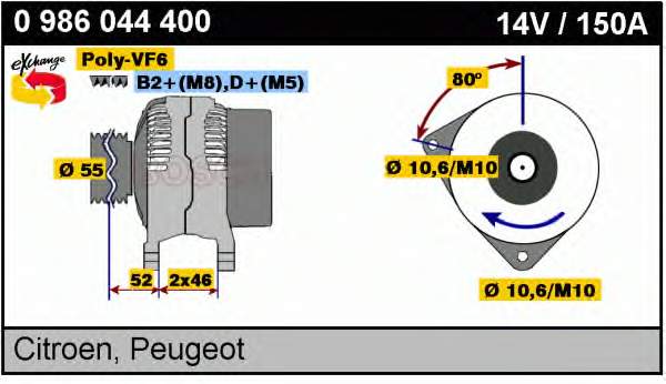 Alternador del motor Bosch 0986044400 precio, desde 284,01 EUR