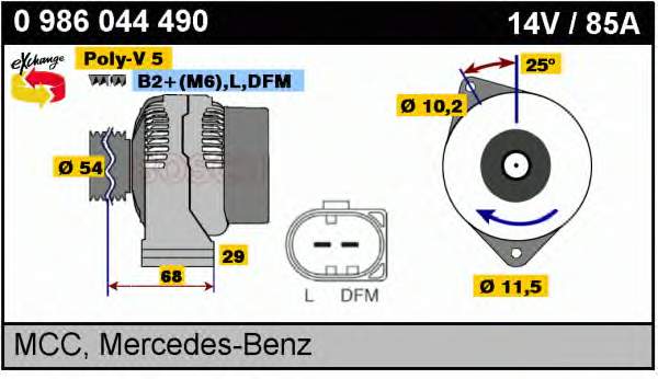 Alternador 0986044490 Bosch