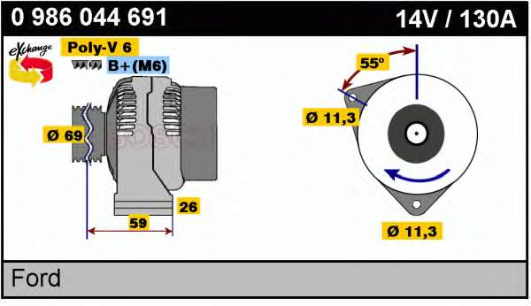 Alternador 0986044691 Bosch