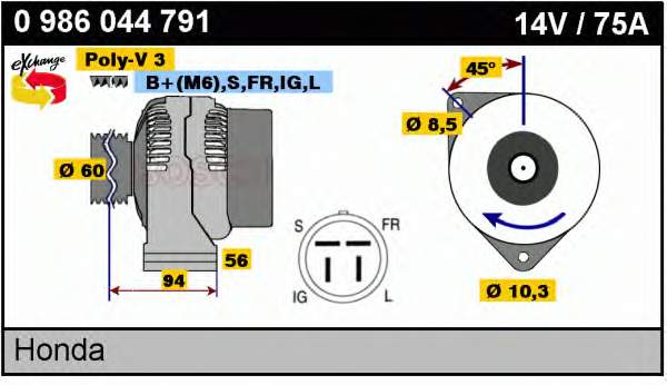 Alternador 0986044791 Bosch