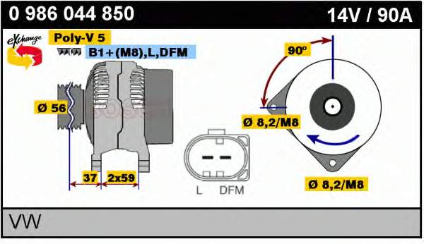 Alternador 0986044850 Bosch