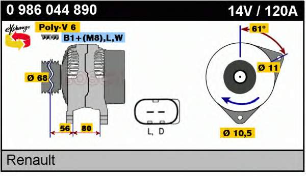 0986044890 Bosch alternador