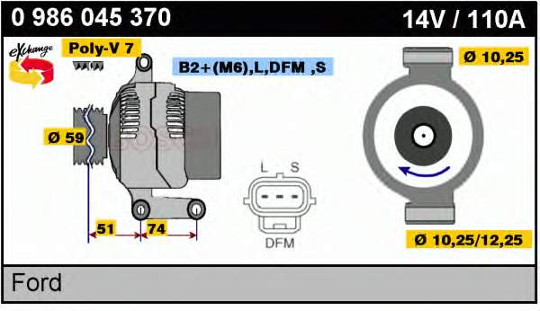 Alternador 0986045370 Bosch