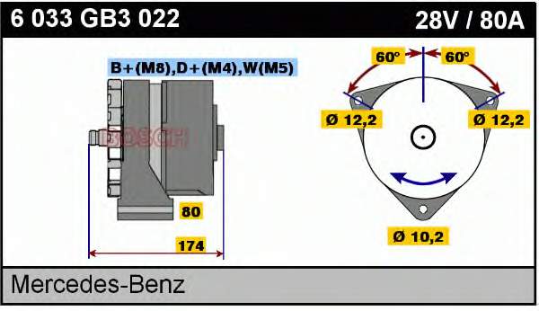 6033GB3022 Bosch Alternador de coche