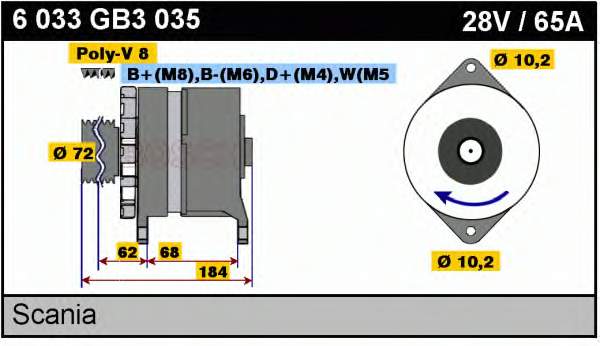 Alternador 6033GB3035 Bosch