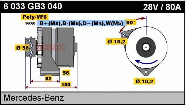 Alternador A011154540280 Mercedes