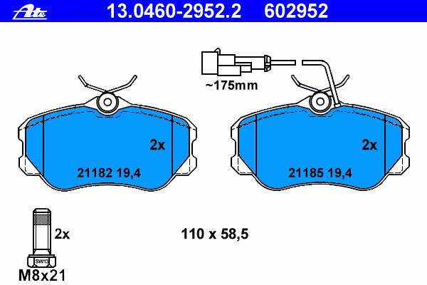13.0460-2952.2 ATE pastillas de freno delanteras