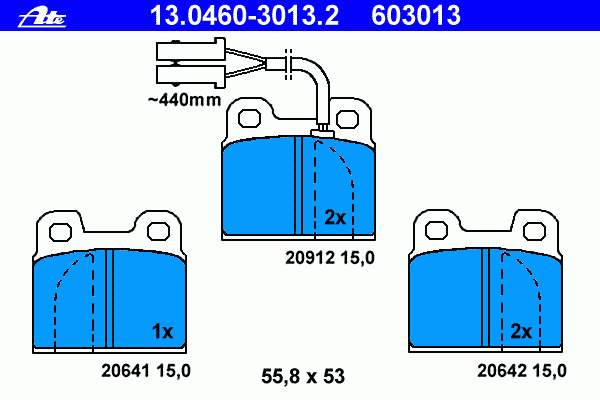 13.0460-3013.2 ATE pastillas de freno traseras