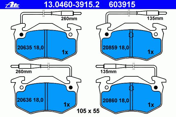 13.0460-3915.2 ATE pastillas de freno delanteras