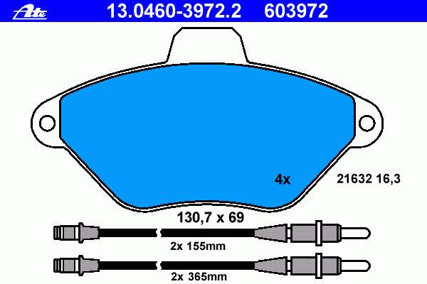 13.0460-3972.2 ATE pastillas de freno delanteras