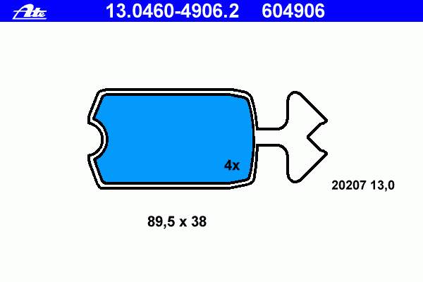 13.0460-4906.2 ATE pastillas de freno delanteras