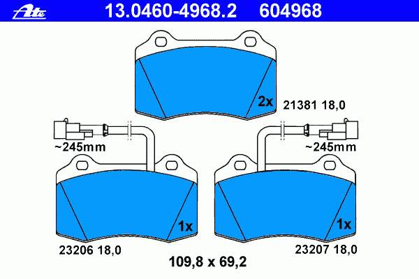 13.0460-4968.2 ATE pastillas de freno delanteras