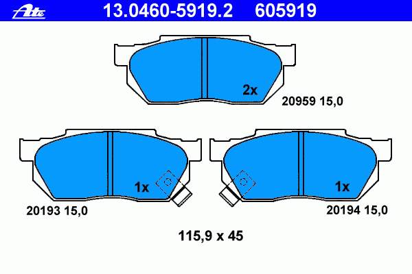 13.0460-5919.2 ATE pastillas de freno delanteras