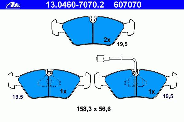 13046070702 ATE pastillas de freno delanteras