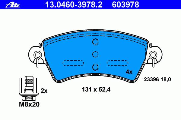 13.0460-3978.2 ATE pastillas de freno delanteras