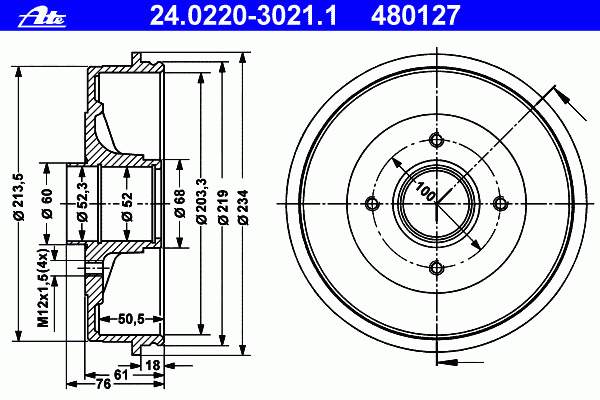 Freno de tambor trasero 100520 OMC