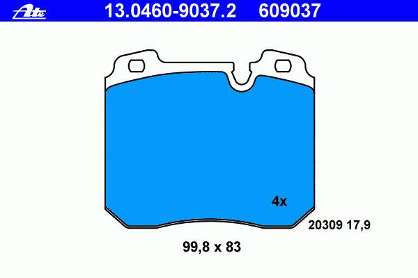 13.0460-9037.2 ATE pastillas de freno delanteras