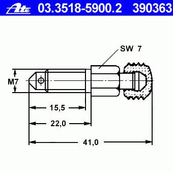 Tornillo/Valvula purga de aire, Pinza de freno Delantero 24351800181 ATE