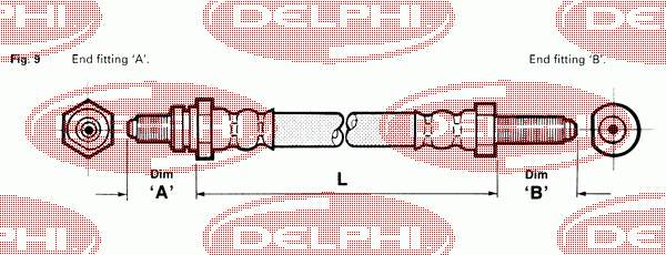 LH2103 Delphi latiguillos de freno trasero derecho