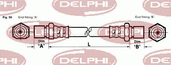 LH6018 Delphi tubo flexible de frenos trasero