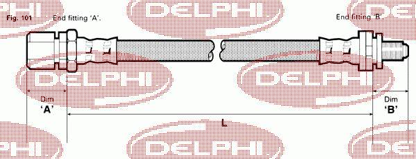 LH3796 Delphi tubo flexible de frenos trasero