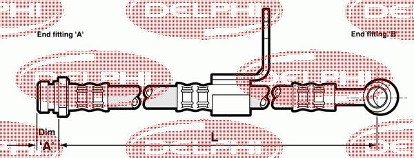 LH6047 Delphi Tubo flexible de frenos delantero derecho