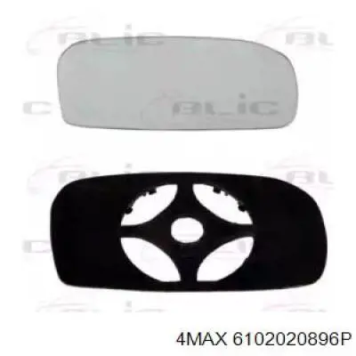 6102-02-0896P 4max cristal de espejo retrovisor exterior derecho