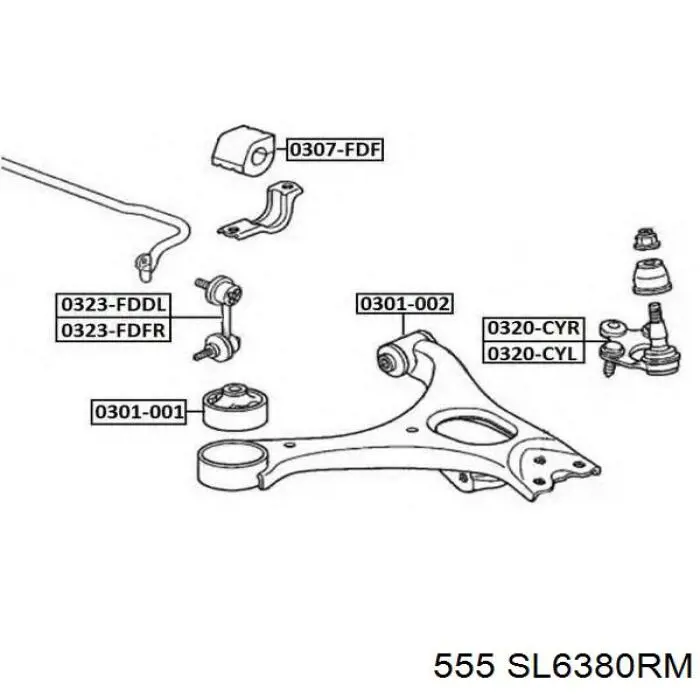 SL6380RM 555 barra estabilizadora delantera derecha