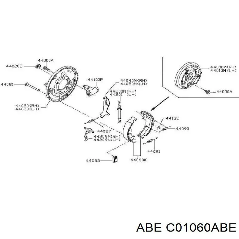 C01060ABE ABE zapatas de frenos de tambor traseras