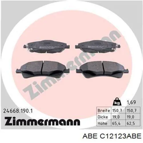 C12123ABE ABE pastillas de freno delanteras