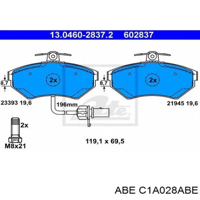Comprar C1A028ABE ABE Pastillas delanteras de freno