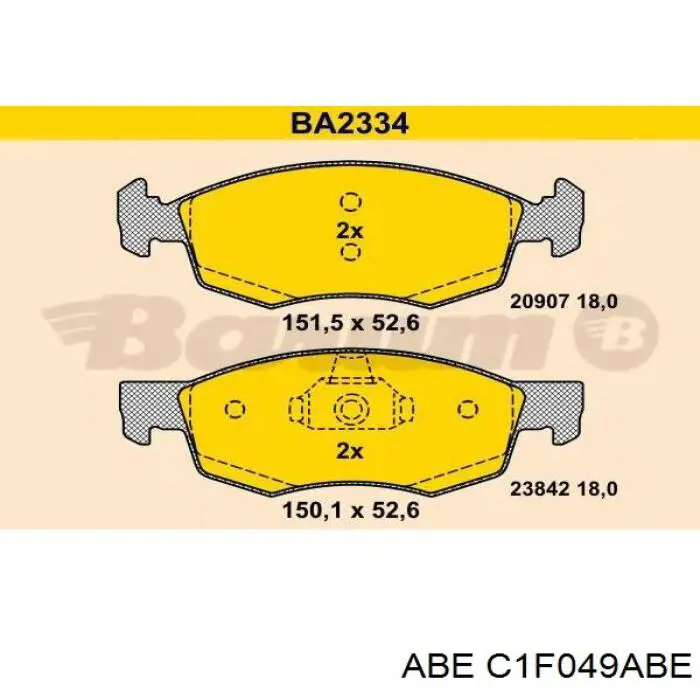 C1F049ABE ABE pastillas de freno delanteras
