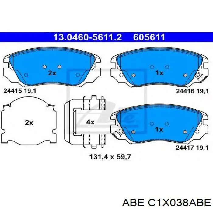 C1X038ABE ABE pastillas de freno delanteras