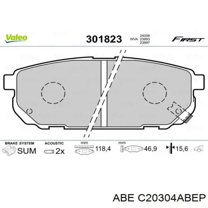 C20304ABEP ABE pastillas de freno traseras