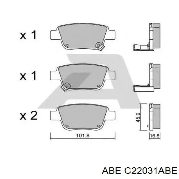 Pastillas de freno traseras C22031ABE ABE