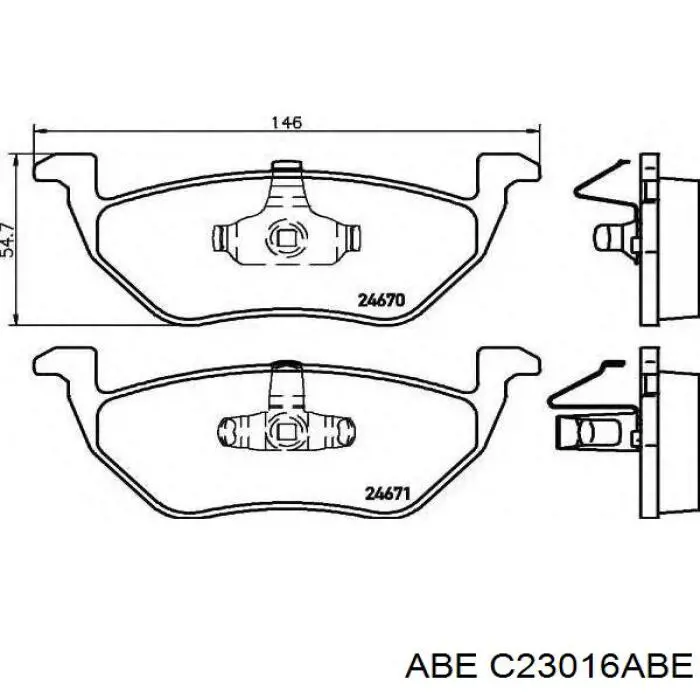 C23016ABE ABE pastillas de freno traseras