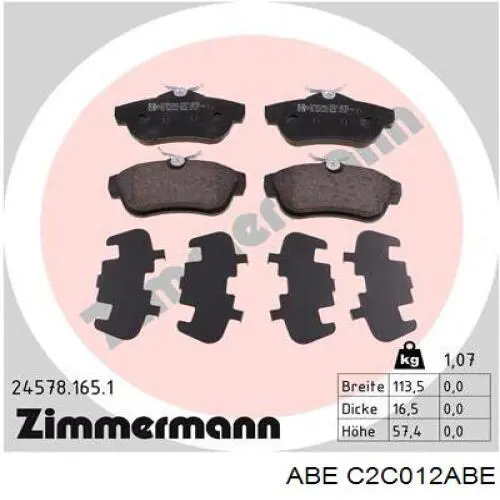 C2C012ABE ABE pastillas de freno traseras