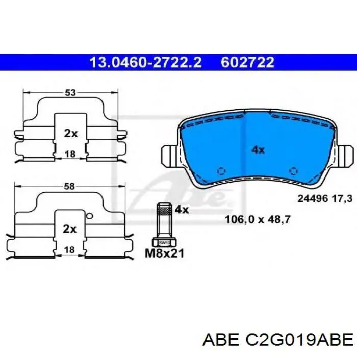 C2G019ABE ABE pastillas de freno traseras