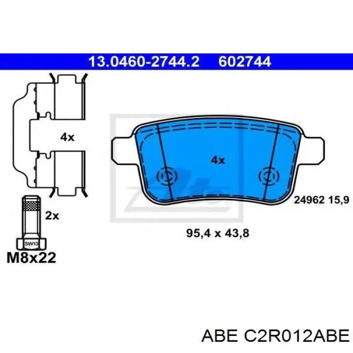 C2R012ABE ABE pastillas de freno traseras