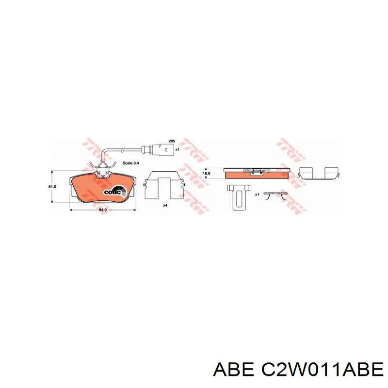 Pastillas traseras ABE C2W011ABE