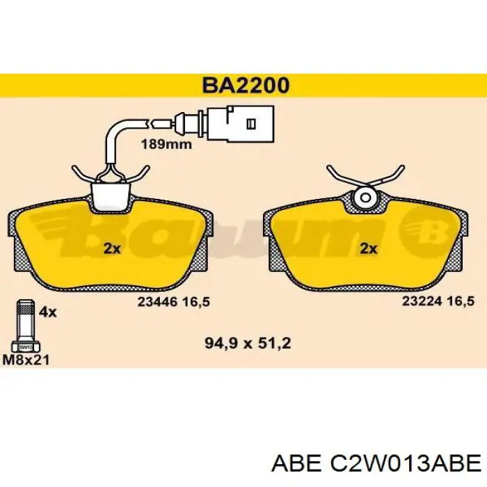 Pastillas de freno traseras C2W013ABE ABE