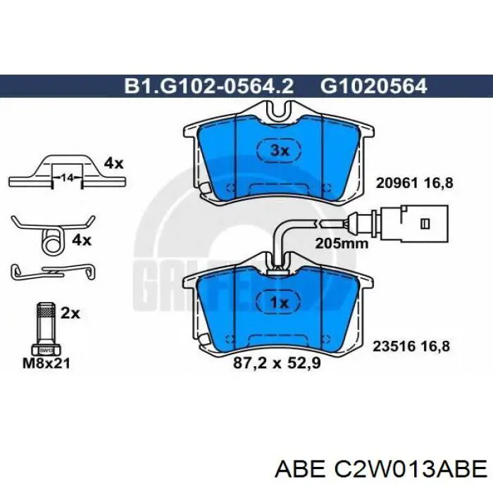 C2W013ABE ABE Pastillas freno traseras