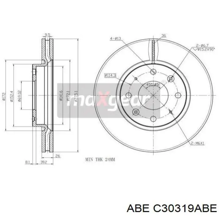 C30319ABE ABE disco de freno delantero