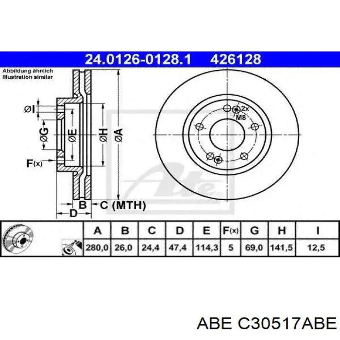 Disco de freno delantero ABE C30517ABE
