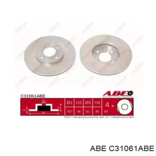 C31061ABE ABE disco de freno delantero