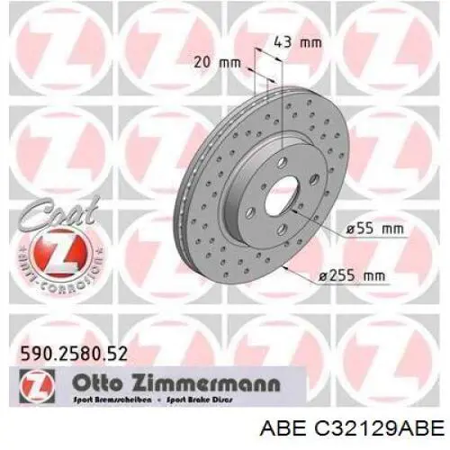 Disco de freno delantero ABE C32129ABE
